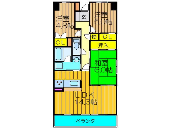 グラン・コート樟葉南（406）の物件間取画像